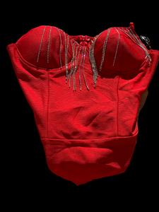 Rhinestone Red Bodysuit
