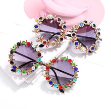 Load image into Gallery viewer, Luxury Flower Rhinestone Round Glasses